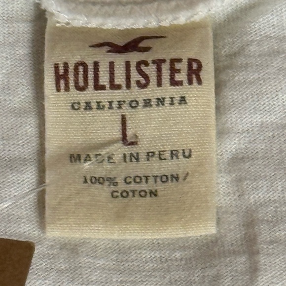Lot of 2 Cream Summer Lightweight T-shirts Hollister American Eagle Size M/L - Picture 7 of 15